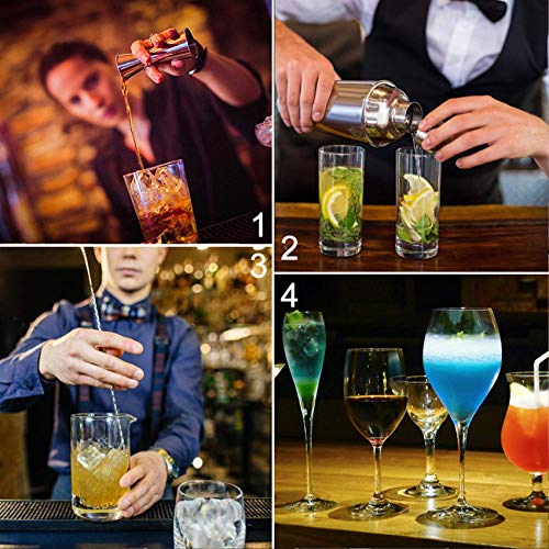 24-Piece Cocktail Shaker Bartender Kit With Stand, 24 Oz Martini Shaker, Mixing Spoon, Muddler, Measuring Jigger, Lemon Squeez, Tongs, Corkscrew, Liquor Pourers And More Professional Bar Tools