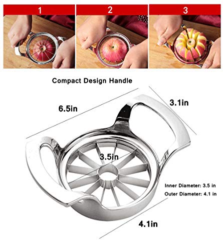 Pple Slicer And Corer, Heavy Duty Stainless Steel Ultra-Sharp Apple Divider Wedger, 12-Blade Corer For Up To 3.5 Inches Fruit Slice
