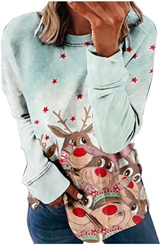 Womens Crewneck Sweatshirt Fall Fashion Sweatshirts Long Sleeve Plus Size Christmas Print Pullover Top Streetwear