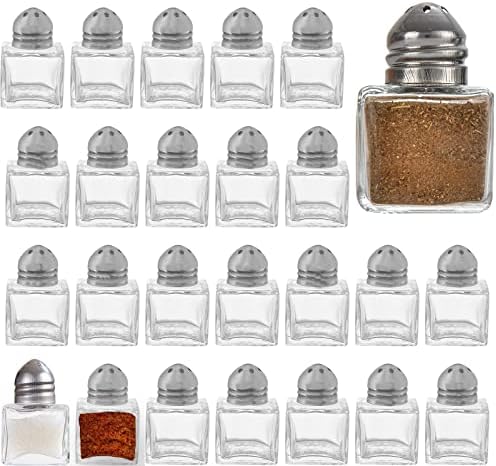 30 Pack Mini Spice Shakers, 0.5 Oz Glass Salt And Pepper Shakers Clear Salt Pepper Holder For Wedding, Restaurant, Home, Kitchen, Travel, Camping, Buffet Supplies