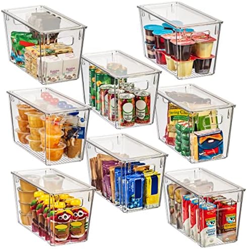 Plastic Storage Bins With Lids – Perfect Kitchen Organization Or Pantry Storage – Fridge Organizer, Pantry Organization And Storage Bins, Cabinet Organizers