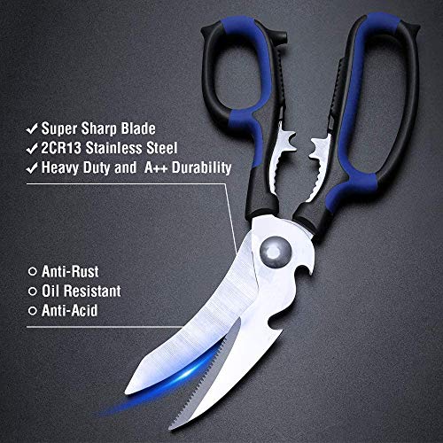 Latest 2020 Heavy Duty Kitchen Shears With Unique Curve Blade, No Rust Cooking Knives Multi-purpose Scissors For Turkey Poultry Chicken Meat Bone Nuts Cardboard