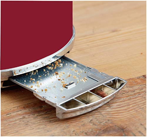Artisan 2-Slice Toaster - Stainless Steel With Removable Crumb Tray, Adjustable Browning Control With Multiple Settings To Cancel, Defrost And Bagel - 800W, Red
