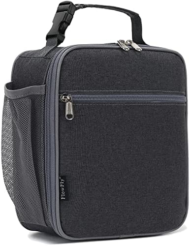FlowFly Kids Lunch Box Insulated Soft Bag Mini Cooler Back To School Thermal Meal Tote Kit For Girls, Boys, Black