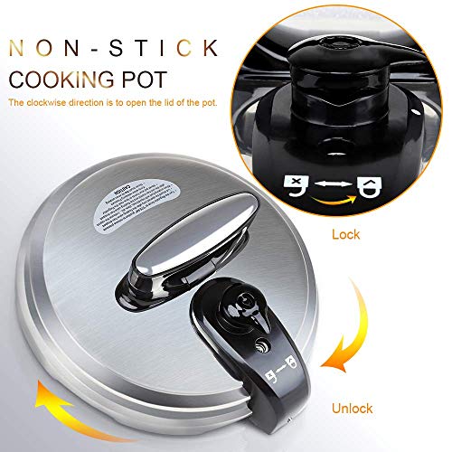 6QT 8 IN 1 Pressure Cooker MultiUse Programmable Instant Cooker Pressure Pot With Slow Cooker, Rice Cooker, Steamer, Sauté, Yogurt, Warmer