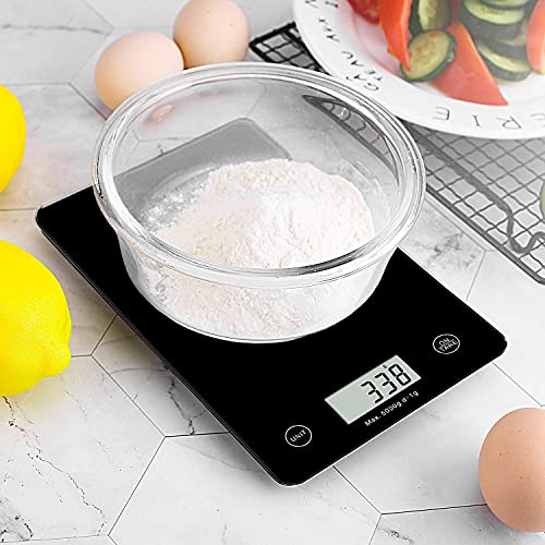 Digital Kitchen Scale, 11lb 5kg Digital Food Scales, Touch Button, Tare Function, Large Display, Easy To Clean (Black)