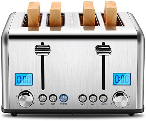 REDMOND 4 Slice Toaster, Countdown Stainless Steel Toaster With Bagel, Defrost, Cancel Function, Extra Wide Slots, 6 Bread Shade Settings, 1650W, ST030