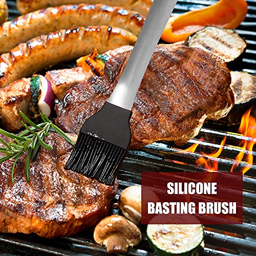 18'' Grill Set Heavy Duty Barbecue Accessories- Grill Set 5pc Grill Tools With Spatula, Fork, Knife, Brush & BBQ Tongs - Grill Gifts For Men, Stainless Steel Grill Tools