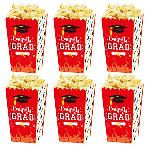 Graduation Popcorn Boxes School Grad Party Favor Plastic Popcorn Treat Boxes 24 Pieces, Blue