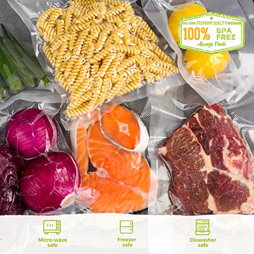 Food Grade Material 8"x50 Feet Rolls 2 Pack Vacuum Sealer Bags For Food Saver, Seal A Meal, Weston. Commercial Grade, BPA Free, Meal Prep Or Sous Vide