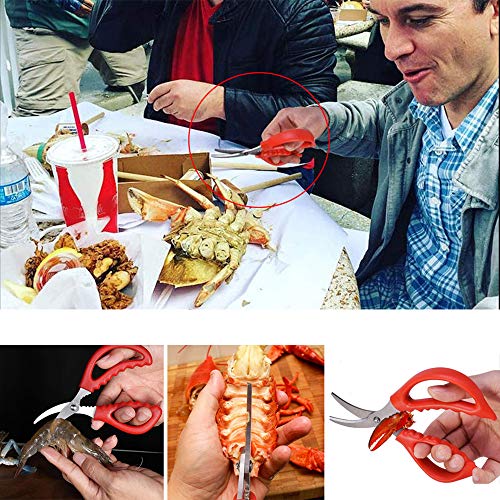 8 PACK Seafood Scissors Fish Crab Lobster Shrimp Crayfish Crawfish Scissors,Multifunctional Stainless Steel Shears Seafood Scissors