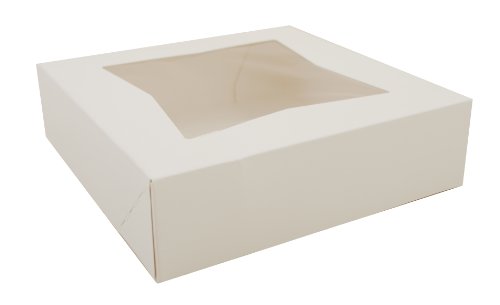  24543 Paperboard White Window Bakery Box, 16" Length X 12" Width X 2-1/4" Height (Case Of 100)