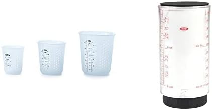 OXO Good Grips 3 Piece Squeeze & Pour Silicone Measuring Cup Set, Blue