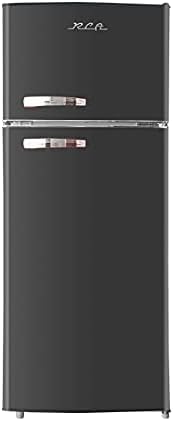 RCA RFR786-BLACK 2 Door Apartment Size Refrigerator With Freezer, 7.5 Cu. Ft, Retro Black & TOSHIBA EM131A5C-SS Countertop Microwave Oven, 1.2 Cu Ft With 12.4" Turntable, 1100W
