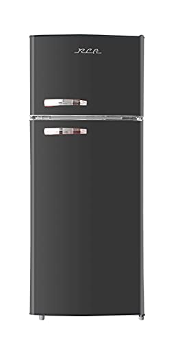 RCA RFR786-BLACK 2 Door Apartment Size Refrigerator With Freezer, 7.5 Cu. Ft, Retro Black & TOSHIBA EM131A5C-SS Countertop Microwave Oven, 1.2 Cu Ft With 12.4" Turntable, 1100W