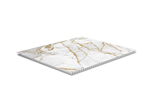  Pesach Counter Covers | Marble Printed Passover Counter Tops | Corrugated Plastic Easy To Cut Waterproof Counter And Table Tops | Perfect For Passover (White/Gold Marble)