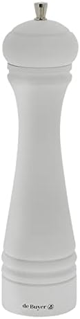 De Buyer JAVA Salt Mill, Matte Black - 8.25” - Stainless Steel & Beechwood - Includes Knob To Adjust Grind Size - Corrosion Resistant - Made In France