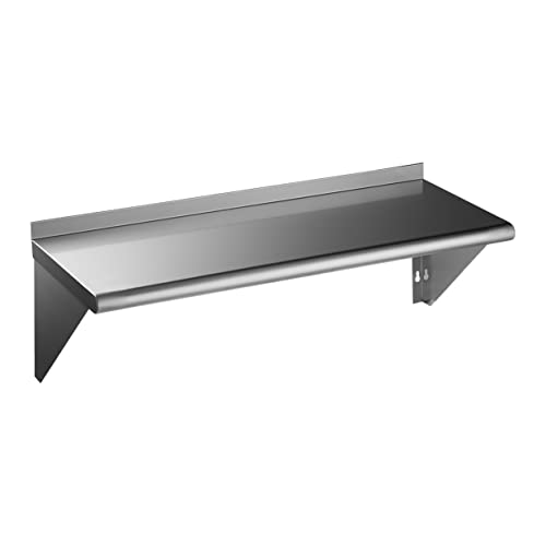  Rockpoint Stainless Steel Shelf 18 X 24 Inches, 320 Lb, NSF Commercial Wall Mount Floating Shelving For Restaurant, Kitchen, Home And Hotel, Silver (HX2022-18)