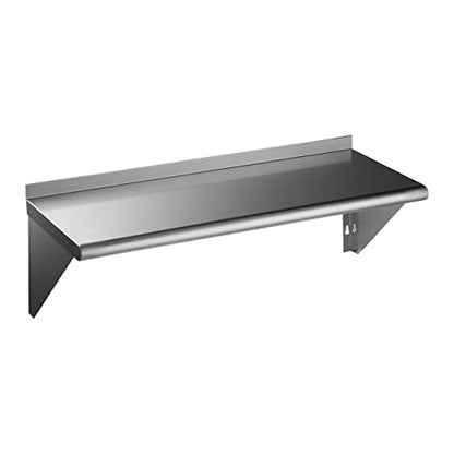  Rockpoint Stainless Steel Shelf 18 X 24 Inches, 320 Lb, NSF Commercial Wall Mount Floating Shelving For Restaurant, Kitchen, Home And Hotel, Silver (HX2022-18)