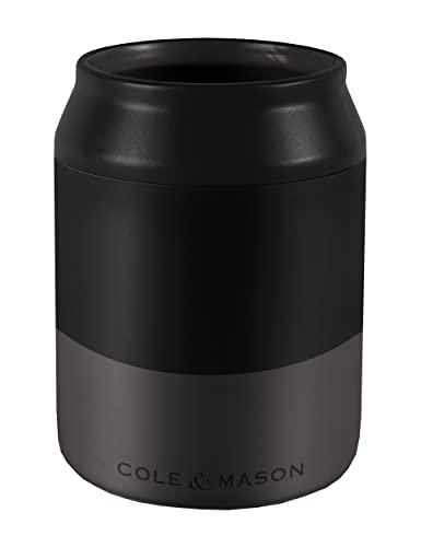 Cole & Mason H822140 Linton Black/Grey Utensil Pot Holder | Kitchen Organisation, Utensils Storage Jar | Ceramic | (H) 160 Mm X (D) 120 Mm | 2 Year Guarantee