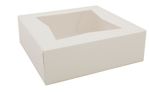  24543 Paperboard White Window Bakery Box, 16" Length X 12" Width X 2-1/4" Height (Case Of 100)