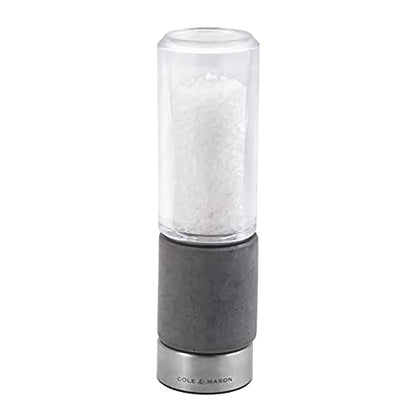 Cole & Mason H321802 Regent Salt Mill | Precision+ Stemless | Concrete/Stainless Steel/Acrylic | 180mm | Single | Includes 1 X Salt Grinder | Lifetime Mechanism Guarantee