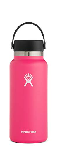 Hydro Flask Water Bottle - Stainless Steel & Vacuum Insulated - Wide Mouth 2.0 With Leak Proof Flex Cap - 32 Oz, Watermelon