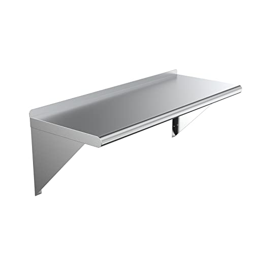  14" X 48" Stainless Steel Wall Shelf | Metal Shelving | Garage, Laundry, Storage, Utility Room | Restaurant, Kitchen | Food Prep | NSF Certified