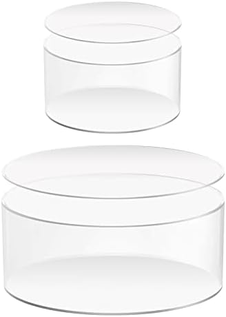  Clear Acrylic Fillable Cake Stand Cake Riser Cake Tier,Round Cake Display Stand,Floating Cake Stand,Cylinder Pedestal Stand,Decorative Centerpiece For Wedding Birthday Party 10x4 Inch,6x4 Inch