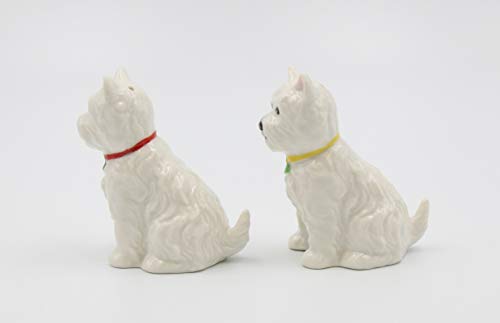  Fine Porcelain Ceramic West Highland White Terrier Western Terrier Westie Dog Salt And Pepper Shakers Set, 2-7/8" H