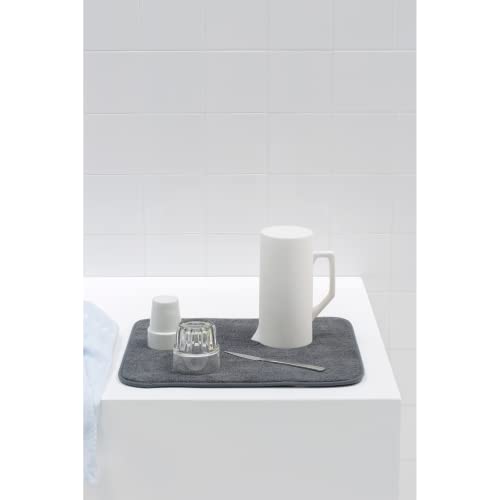 Brabantia SinkSide 16 X 19" Microfiber Dish Drying Mat For Kitchen Countertop (Dark Gray) Foldable Machine-Safe Absorbable Pad For Plates, Pots, Glasses