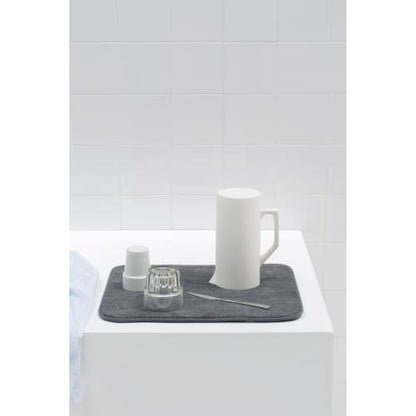 Brabantia SinkSide 16 X 19" Microfiber Dish Drying Mat For Kitchen Countertop (Dark Gray) Foldable Machine-Safe Absorbable Pad For Plates, Pots, Glasses