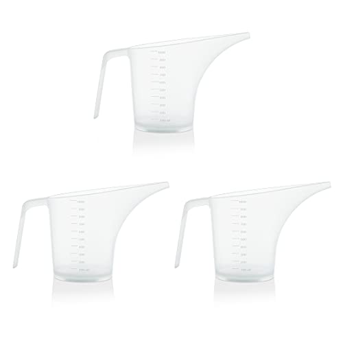  Tofu Funnel Pitcher For Soap Making, Large Capacity Easy Pour Container With Long Spout, Soap Making Supplies, Bakeware Mold, Candle, Microwave Safe, 4 Cups, 32 Ounces, 1000 Ml - Set Of 3