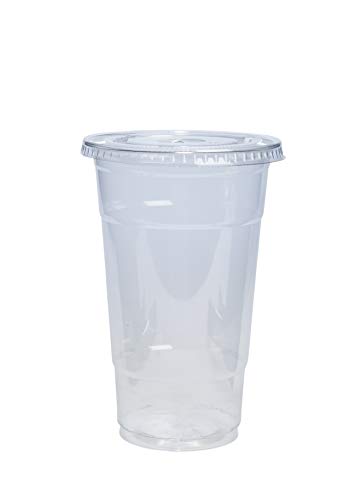  [50 Count] 24 Oz. Crystal Clear Plastic Cups With Flat Lids