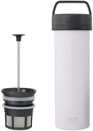  - P0 Ultralight French Press - Double Walled Stainless Steel Vacuum Insulated Coffee And Tea Maker, Portable And Durable Coffee Press For Travel, Camping, And Everyday Use - 16oz, (Cranberry)