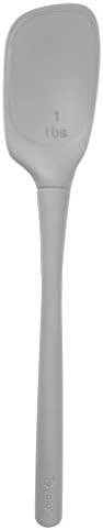  Flex-Core All Silicone Spoon With Angled Head & Measuring Marking Perfect For Cooking & Baking, Heat-Resistant & BPA-Free, Dishwasher-Safe, Deep Indigo