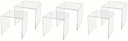  Marketing Holders 6 Pack Clear Acrylic Riser Display Stand 10 Inch Wide X 4 Inch Deep Merchandise Retail Showcase Bench One Piece Stand Clear Plexiglass Counter Or Tabletop Decor Platform
