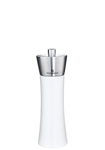Zassenhaus Augsburg Salt Grinder Mill, 7-Inch, Gloss White With Stainless Steel