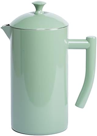 Double-Walled Stainless Steel French Press Coffee Maker, Dilly Bean Green, 34 Fl Oz.