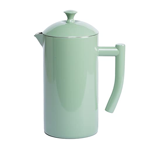  Double-Walled Stainless Steel French Press Coffee Maker, Dilly Bean Green, 34 Fl Oz.