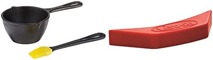 Lodge Cast Iron Silicone Brush Melting Pot, 15.2 Oz, Black