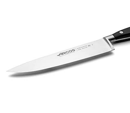  Chef Knife 8 Inch Stainless Steel. Professional Cooking Knife For Cutting Fish, Meat And Onion. Ergonomic Polyoxymethylene Handle And 200mm Blade. Series Riviera. Color Black