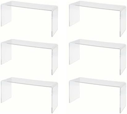  Marketing Holders 6 Pack Clear Acrylic Riser Display Stand 10 Inch Wide X 4 Inch Deep Merchandise Retail Showcase Bench One Piece Stand Clear Plexiglass Counter Or Tabletop Decor Platform
