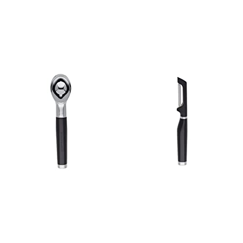  Classic Ice Cream Scoop, One Size, Black 2 & KE112OHOBA KitchenAid Classic Euro Peeler, One Size Black 2