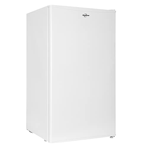  Compact Fridge With Freezer, 3.2 Cu Ft (91L), White, Space-Saving Flat Back, Reversible Door, Full-Width Freezer, For Snacks, Frozen Meals, Beverages, Beer, Den, Dorm, Office, Rec Room, Home Bar