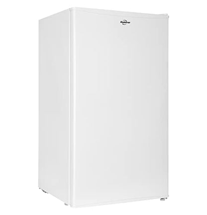 Compact Fridge With Freezer, 3.2 Cu Ft (91L), White, Space-Saving Flat Back, Reversible Door, Full-Width Freezer, For Snacks, Frozen Meals, Beverages, Beer, Den, Dorm, Office, Rec Room, Home Bar
