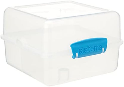 Sistema Lunch Collection Lunch Cube, 47.3 Oz./1.4 L, Clear/Blue