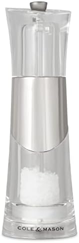 Cole & Mason H57272P Bobbi Salt Mill | Precision+ | Chrome/Acrylic | 185mm | Single | Includes 1 X Salt Grinder | Lifetime Mechanism Guarantee