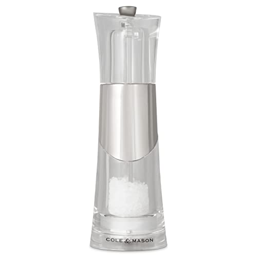 Cole & Mason H57272P Bobbi Salt Mill | Precision+ | Chrome/Acrylic | 185mm | Single | Includes 1 X Salt Grinder | Lifetime Mechanism Guarantee