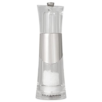 Cole & Mason H57272P Bobbi Salt Mill | Precision+ | Chrome/Acrylic | 185mm | Single | Includes 1 X Salt Grinder | Lifetime Mechanism Guarantee